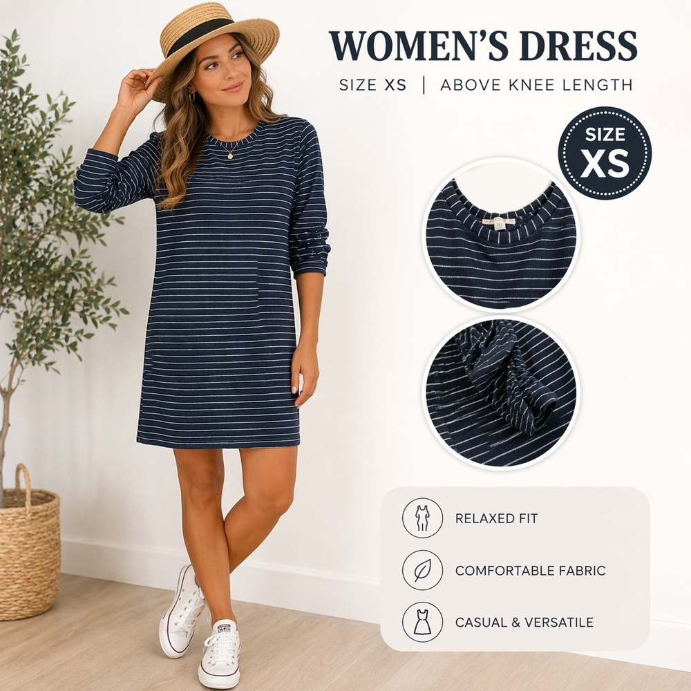 Jane‎ and Delancey Sweatshirt Dress Tunic Size XS Indigo Blue Denim Wash